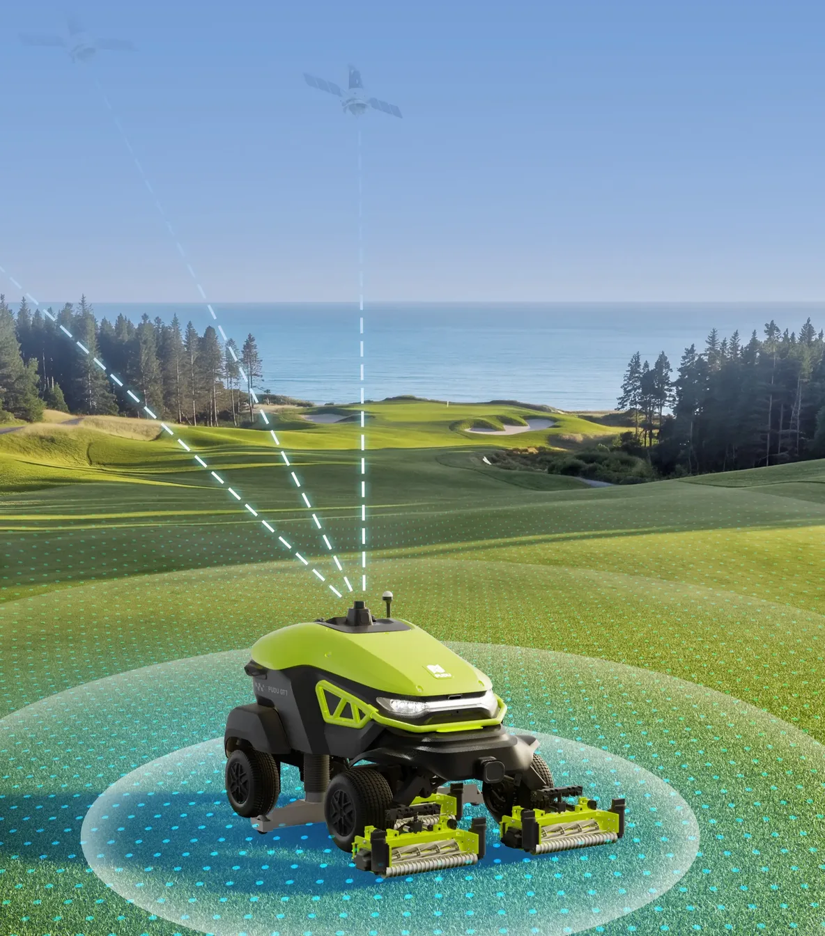 Golf sahasında uydu destekli RTK konumlamayla çalışan PUDU GT7