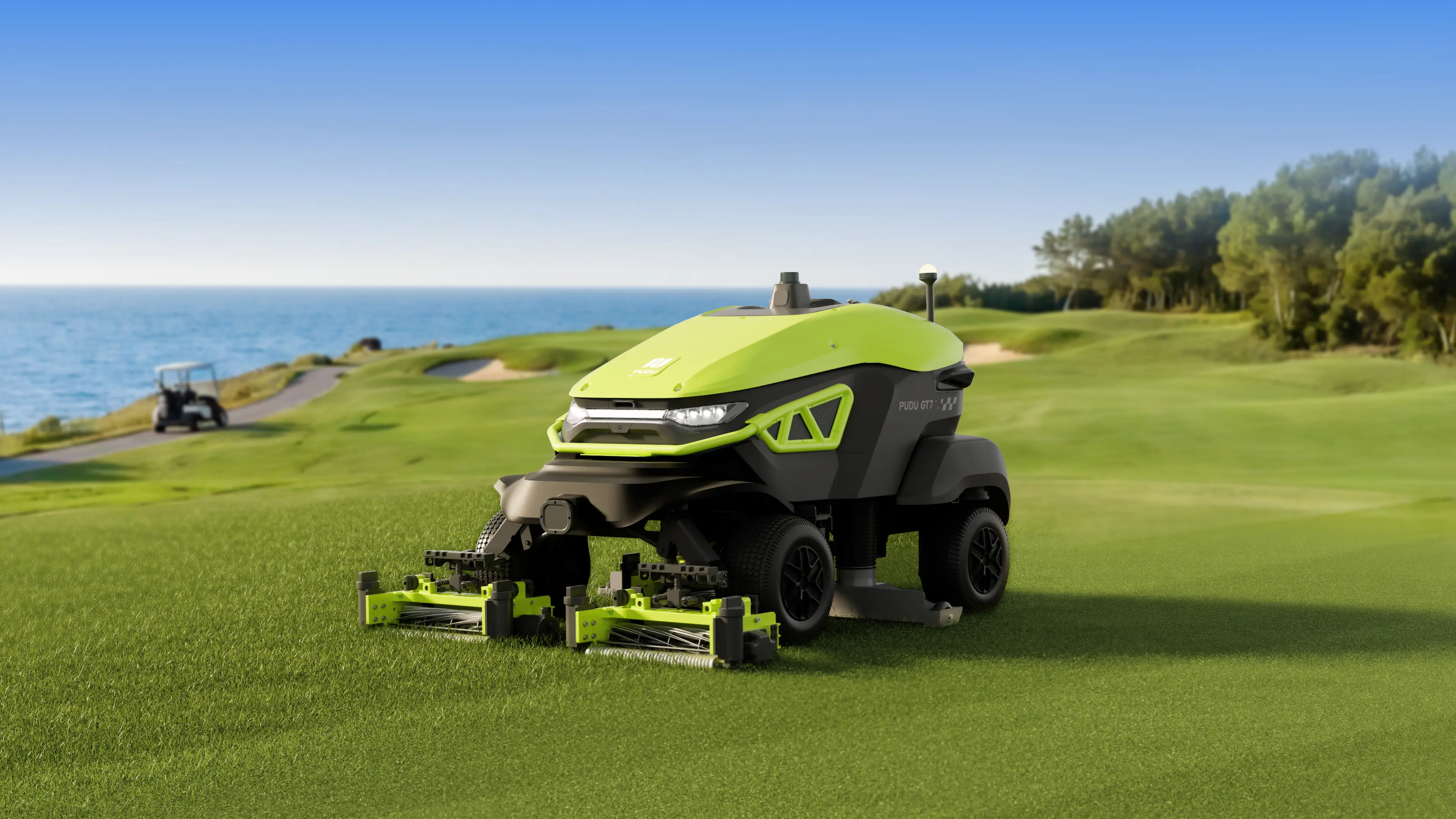 Deniz kıyısındaki golf sahasında çalışan PUDU GT7